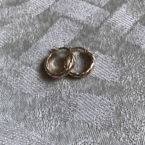 14k tri-colour gold hoop earrings